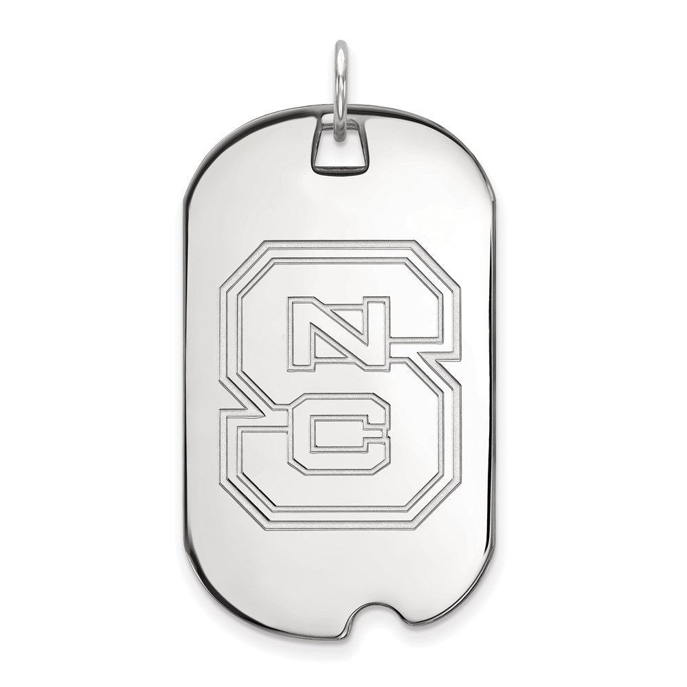10k White Gold LogoArt North Carolina State University N-C-S Large Dog Tag Pendant