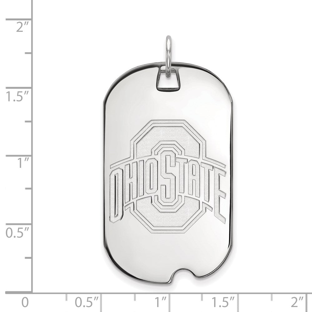 Sterling Silver Rhodium-plated LogoArt The Ohio State University Large Dog Tag Pendant