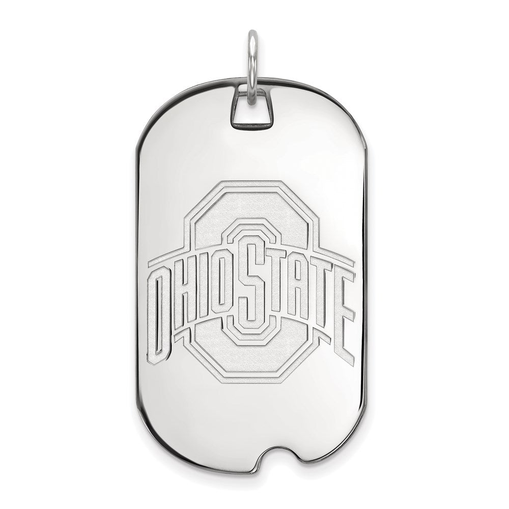 10k White Gold LogoArt The Ohio State University Large Dog Tag Pendant