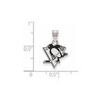 Sterling Silver Rhodium-plated NHL LogoArt Pittsburgh Penguins Small Enameled Pendant