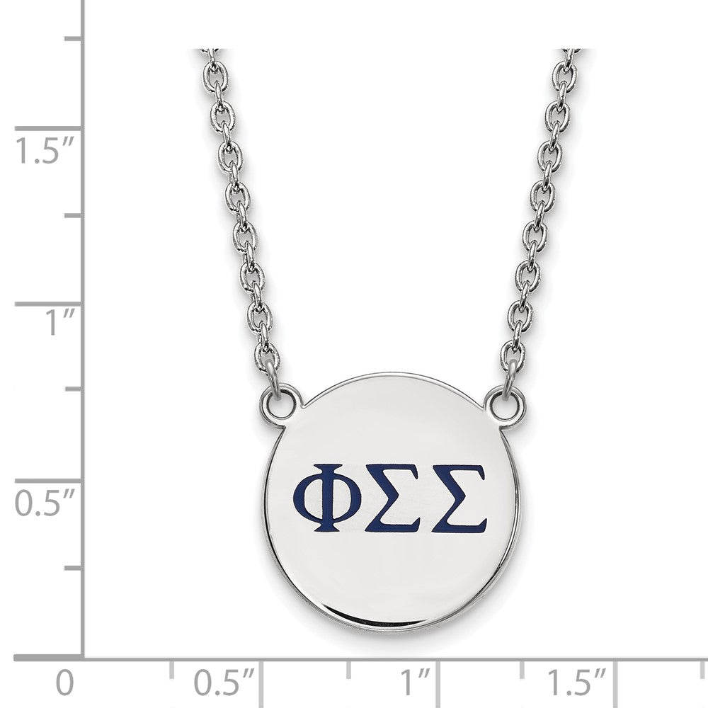 Sterling Silver Rhodium-plated LogoArt Phi Sigma Sigma Sorority Greek Letters Large Color Enamel Pendant 18 inch Necklace