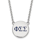 Sterling Silver Rhodium-plated LogoArt Phi Sigma Sigma Sorority Greek Letters Large Color Enamel Pendant 18 inch Necklace