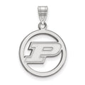 Sterling Silver Rhodium-plated LogoArt Purdue University Letter P Medium Circle Pendant