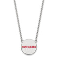 Sterling Silver Rhodium-plated LogoArt Rutgers University Large Enameled Disc Pendant 18 inch Necklace