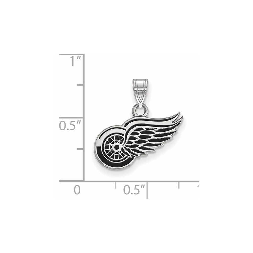 Sterling Silver Rhodium-plated NHL LogoArt Detroit Red Wings Small Enameled Pendant