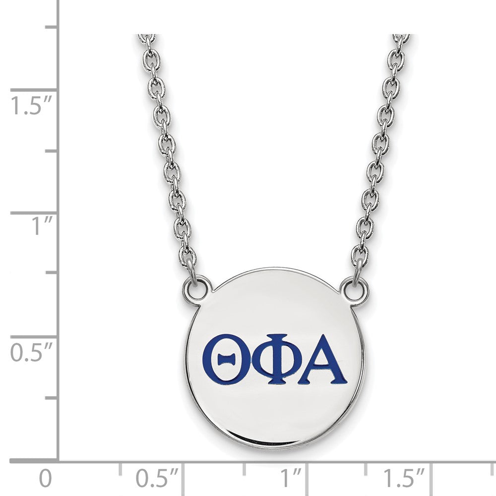 Sterling Silver Rhodium-plated LogoArt Theta Phi Alpha Sorority Greek Letters Large Color Enamel Pendant 18 inch Necklace