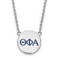 Sterling Silver Rhodium-plated LogoArt Theta Phi Alpha Sorority Greek Letters Large Color Enamel Pendant 18 inch Necklace