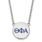 Sterling Silver Rhodium-plated LogoArt Theta Phi Alpha Sorority Greek Letters Large Color Enamel Pendant 18 inch Necklace