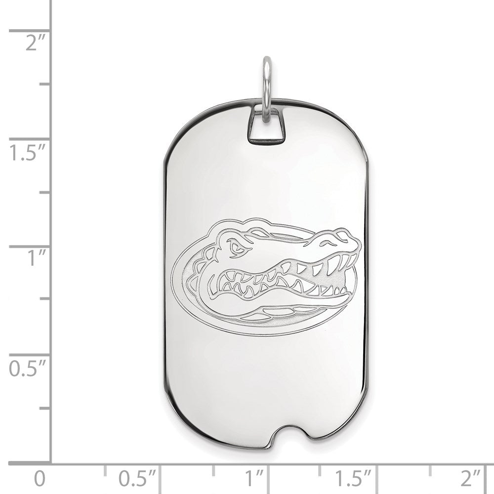 Sterling Silver Rhodium-plated LogoArt University of Florida Gator Large Dog Tag Pendant