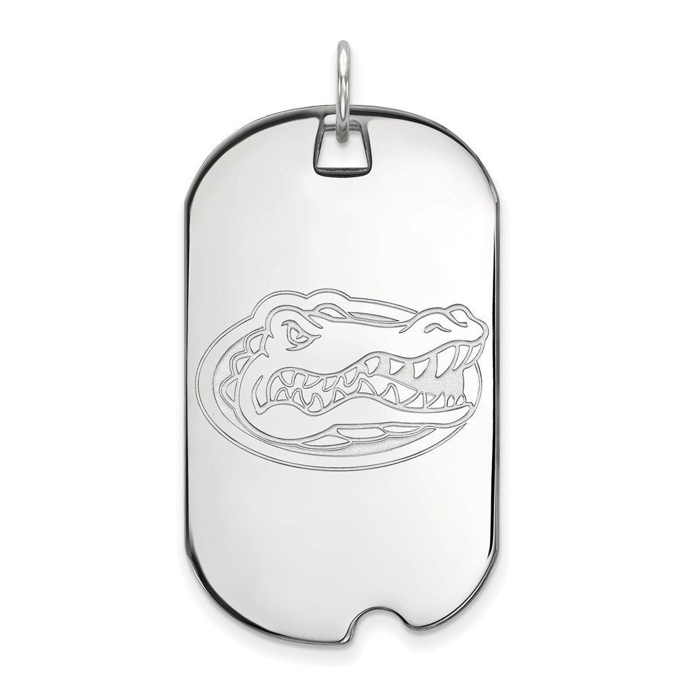 10k White Gold LogoArt University of Florida Gator Large Dog Tag Pendant