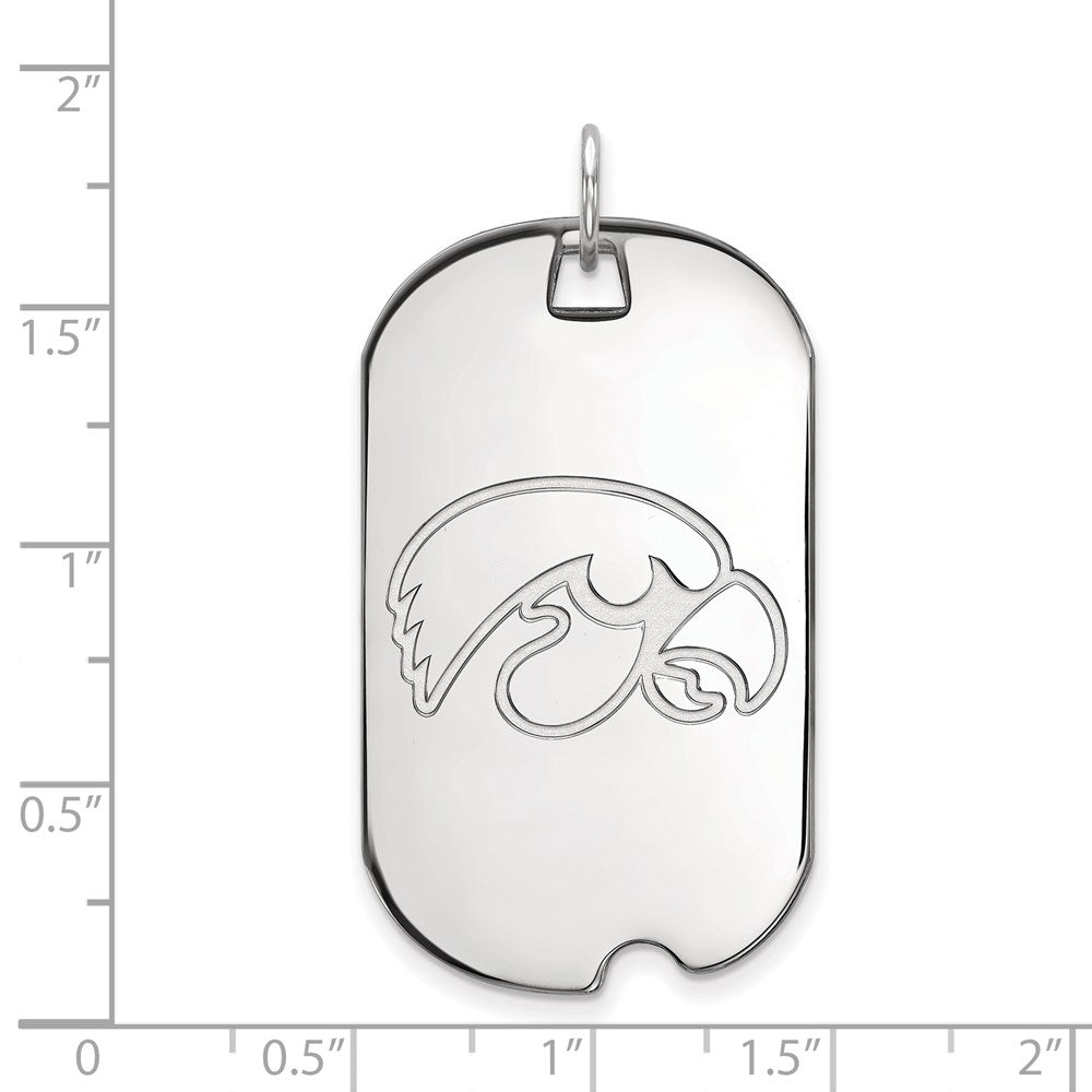 10k White Gold LogoArt University of Iowa Hawk Large Dog Tag Pendant
