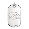 14k White Gold LogoArt University of Iowa Hawk Large Dog Tag Pendant
