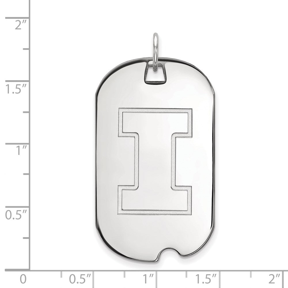 10k White Gold LogoArt University of Illinois Letter I Large Dog Tag Pendant