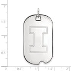 Sterling Silver Rhodium-plated LogoArt University of Illinois Letter I Large Dog Tag Pendant