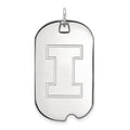 14k White Gold LogoArt University of Illinois Letter I Large Dog Tag Pendant