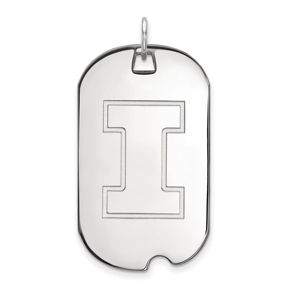 14k White Gold LogoArt University of Illinois Letter I Large Dog Tag Pendant