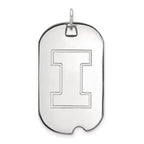 Sterling Silver Rhodium-plated LogoArt University of Illinois Letter I Large Dog Tag Pendant
