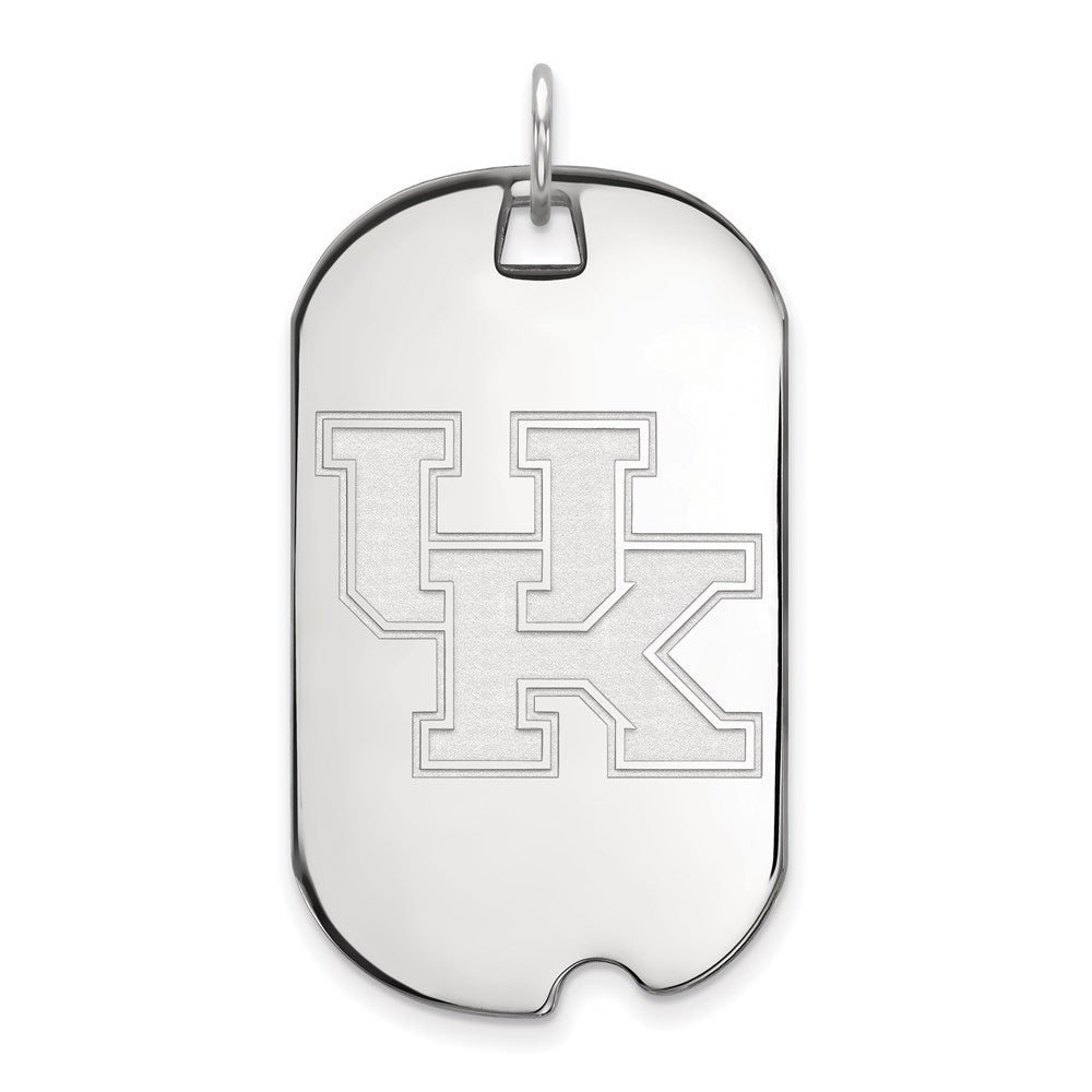 10k White Gold LogoArt University of Kentucky U-K Large Dog Tag Pendant