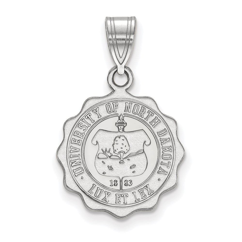 Sterling Silver Rhodium-plated LogoArt University of North Dakota Medium Crest Pendant