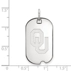 Sterling Silver Rhodium-plated LogoArt University of Oklahoma O-U Small Dog Tag Pendant