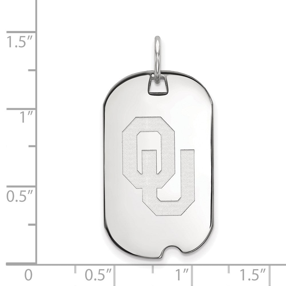 Sterling Silver Rhodium-plated LogoArt University of Oklahoma O-U Small Dog Tag Pendant