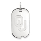 Sterling Silver Rhodium-plated LogoArt University of Oklahoma O-U Small Dog Tag Pendant