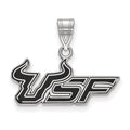 Sterling Silver Rhodium-plated LogoArt University of South Florida U-S-F Medium Enameled Pendant