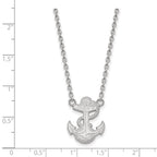 Sterling Silver Rhodium-plated LogoArt US Naval Academy Anchor Large Pendant 18 inch Necklace