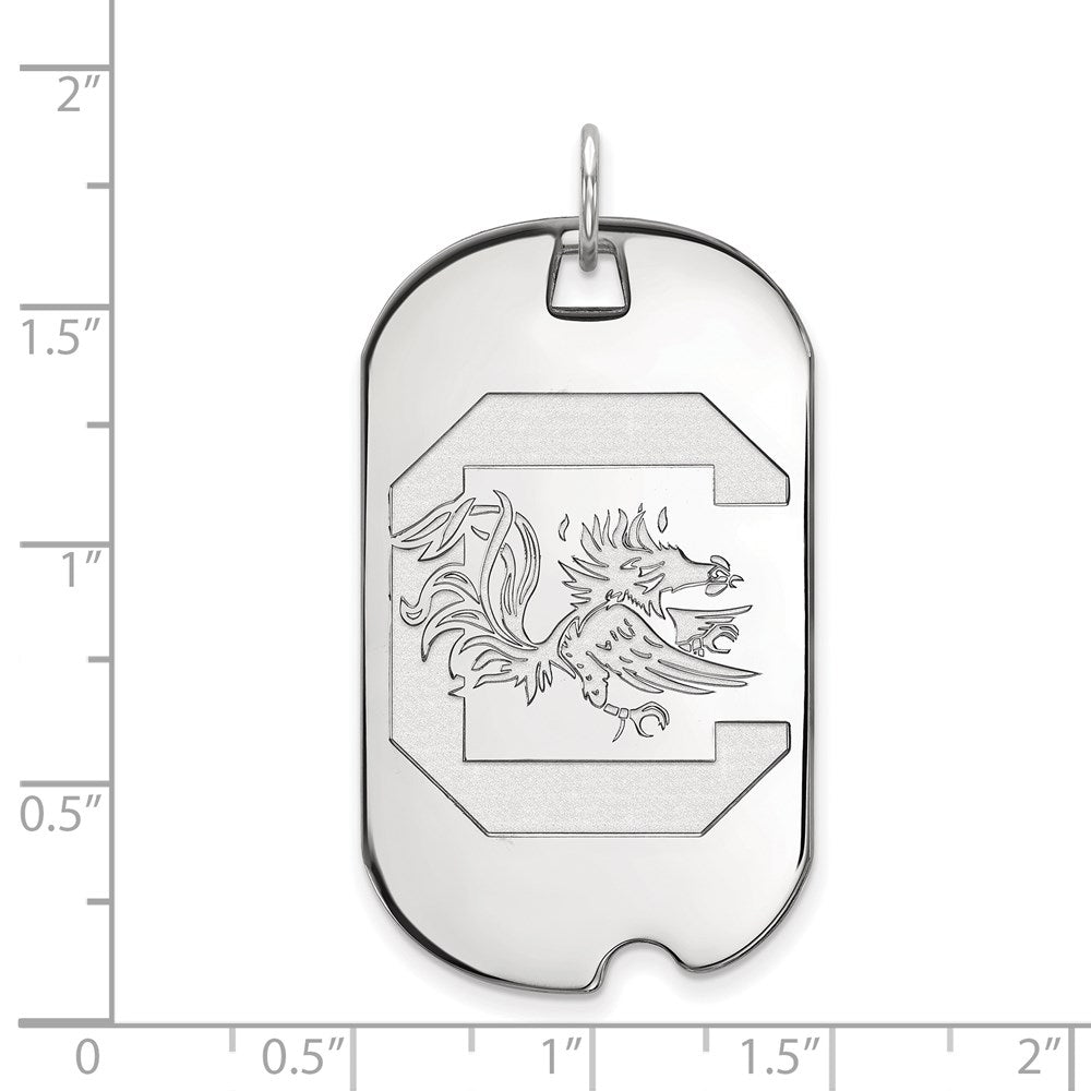 Sterling Silver Rhodium-plated LogoArt University of South Carolina Large Dog Tag Pendant