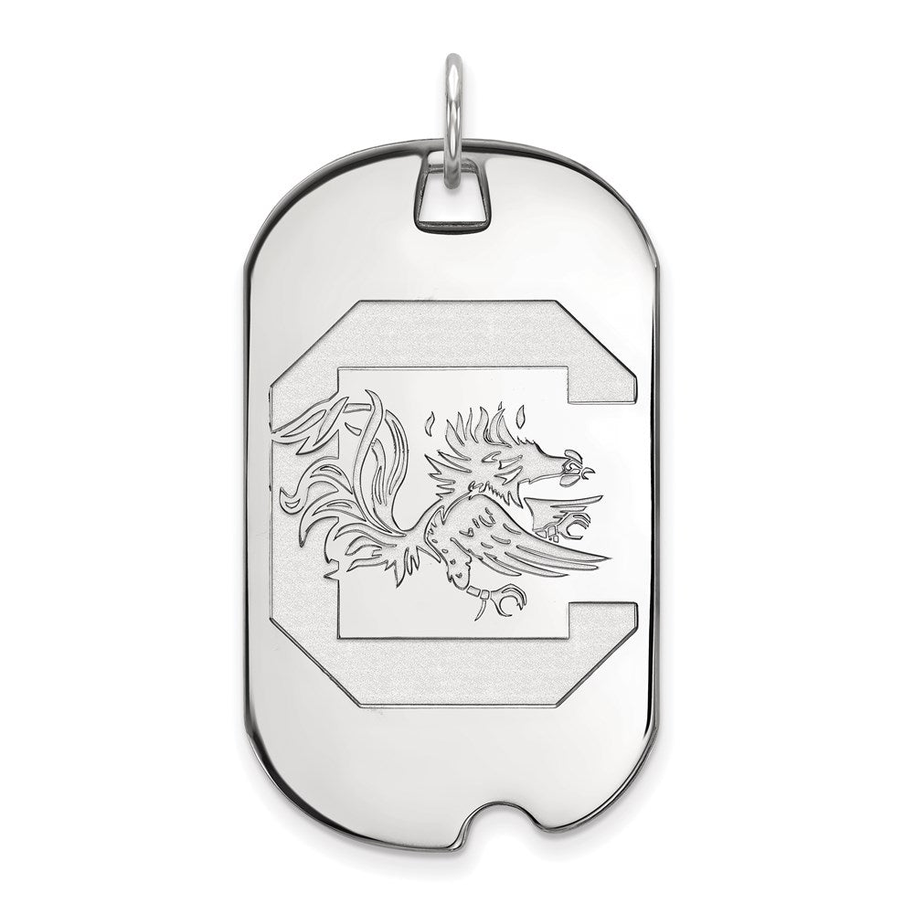 14k White Gold LogoArt University of South Carolina Large Dog Tag Pendant