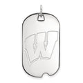 10k White Gold LogoArt University of Wisconsin Letter W Large Dog Tag Pendant