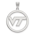 Sterling Silver Rhodium-plated LogoArt Virginia Tech V-T Extra Large Circle Pendant