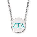 Sterling Silver Rhodium-plated LogoArt Zeta Tau Alpha Sorority Greek Letters Large Color Enamel Pendant 18 inch Necklace