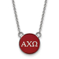 Sterling Silver Rhodium-plated LogoArt Alpha Chi Omega Sorority Greek Letters Small Color Enamel Pendant 18 inch Necklace