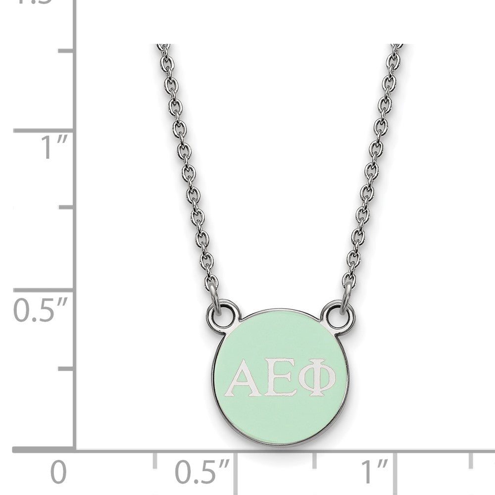Sterling Silver Rhodium-plated LogoArt Alpha Epsilon Phi Sorority Greek Letters Extra Small Color Enamel Pendant 18 inch Necklace