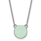Sterling Silver Rhodium-plated LogoArt Alpha Epsilon Phi Sorority Greek Letters Extra Small Color Enamel Pendant 18 inch Necklace