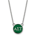 Sterling Silver Rhodium-plated LogoArt Alpha Sigma Tau Sorority Greek Letters Small Color Enamel Pendant 18 inch Necklace