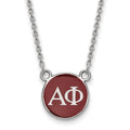 Sterling Silver Rhodium-plated LogoArt Alpha Phi Sorority Greek Letters Small Color Enamel Pendant 18 inch Necklace