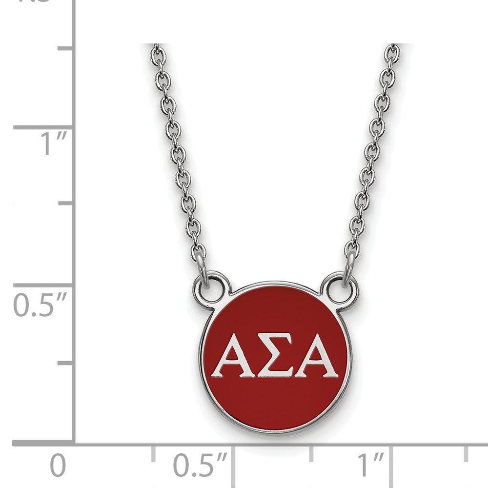 Sterling Silver Rhodium-plated LogoArt Alpha Sigma Alpha Sorority Greek Letters Small Color Enamel Pendant 18 inch Necklace