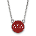 Sterling Silver Rhodium-plated LogoArt Alpha Sigma Alpha Sorority Greek Letters Small Color Enamel Pendant 18 inch Necklace