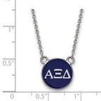 Sterling Silver Rhodium-plated LogoArt Alpha Xi Delta Sorority Greek Letters Small Color Enamel Pendant 18 inch Necklace