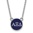 Sterling Silver Rhodium-plated LogoArt Alpha Xi Delta Sorority Greek Letters Small Color Enamel Pendant 18 inch Necklace