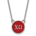 Sterling Silver Rhodium-plated LogoArt Chi Omega Sorority Greek Letters Small Color Enamel Pendant 18 inch Necklace