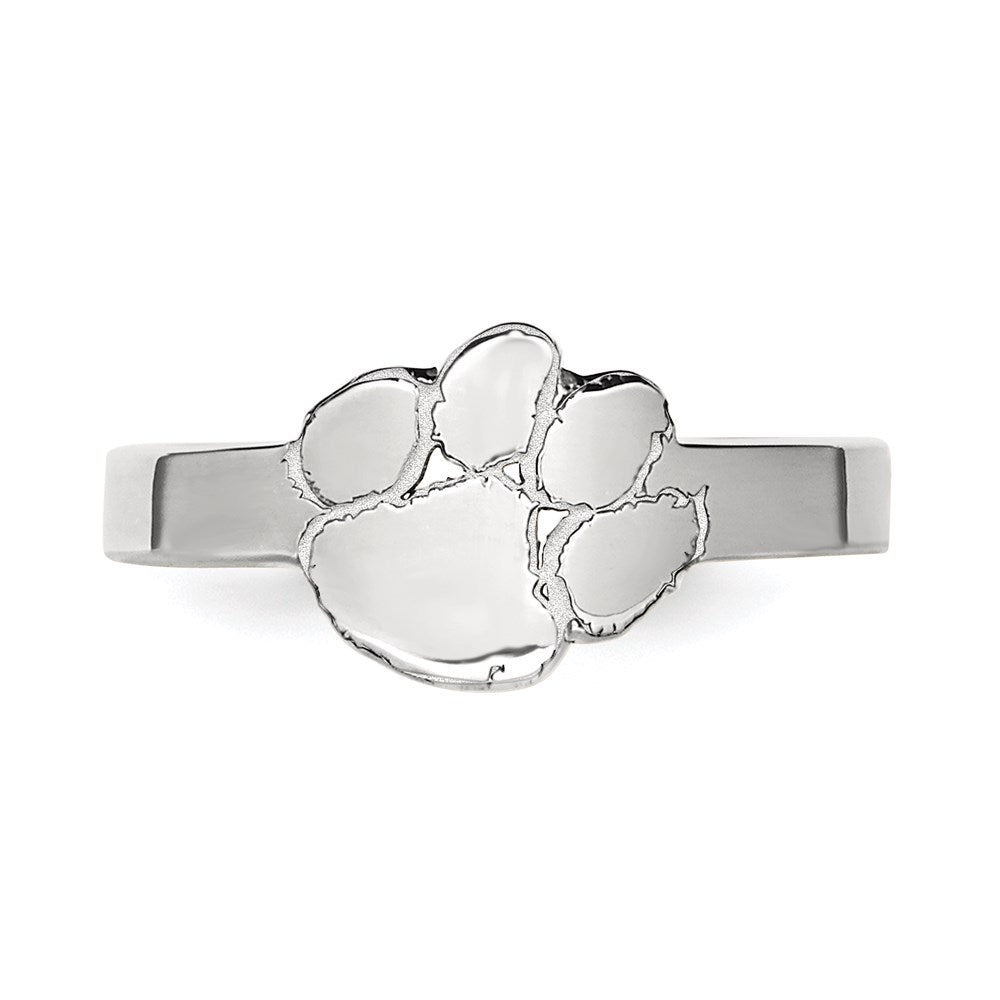 Sterling Silver Rhodium-plated LogoArt Clemson University Tiger Paw Toe Ring