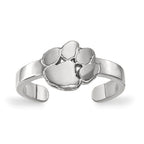 Sterling Silver Rhodium-plated LogoArt Clemson University Tiger Paw Toe Ring