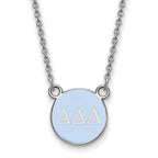 Sterling Silver Rhodium-plated LogoArt Delta Delta Delta Sorority Greek Letters Small Color Enamel Pendant 18 inch Necklace