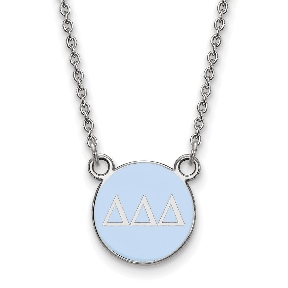 Sterling Silver Rhodium-plated LogoArt Delta Delta Delta Sorority Greek Letters Small Color Enamel Pendant 18 inch Necklace