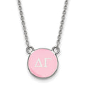 Sterling Silver Rhodium-plated LogoArt Delta Gamma Sorority Greek Letters Small Color Enamel Pendant 18 inch Necklace