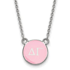 Sterling Silver Rhodium-plated LogoArt Delta Gamma Sorority Greek Letters Small Color Enamel Pendant 18 inch Necklace
