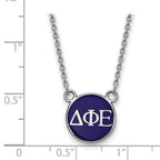 Sterling Silver Rhodium-plated LogoArt Delta Phi Epsilon Sorority Greek Letters Small Color Enamel Pendant 18 inch Necklace